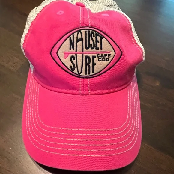Youth Nauset Surf Shop Pink and Cream Trucker Hat - Picture 1 of 2